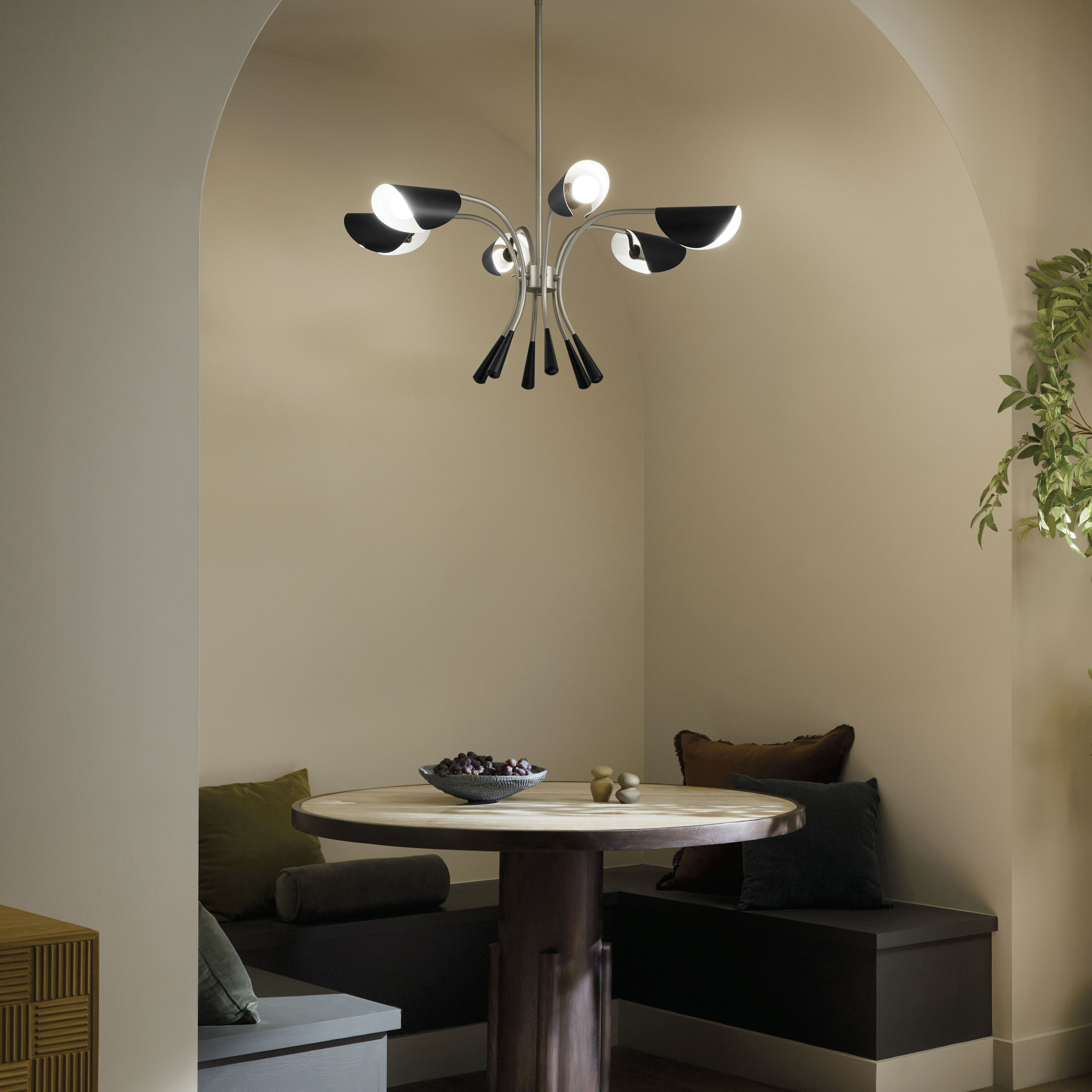 Arcus LED 39.25 inch Satin Nickel with Black Chandelier Ceiling Light